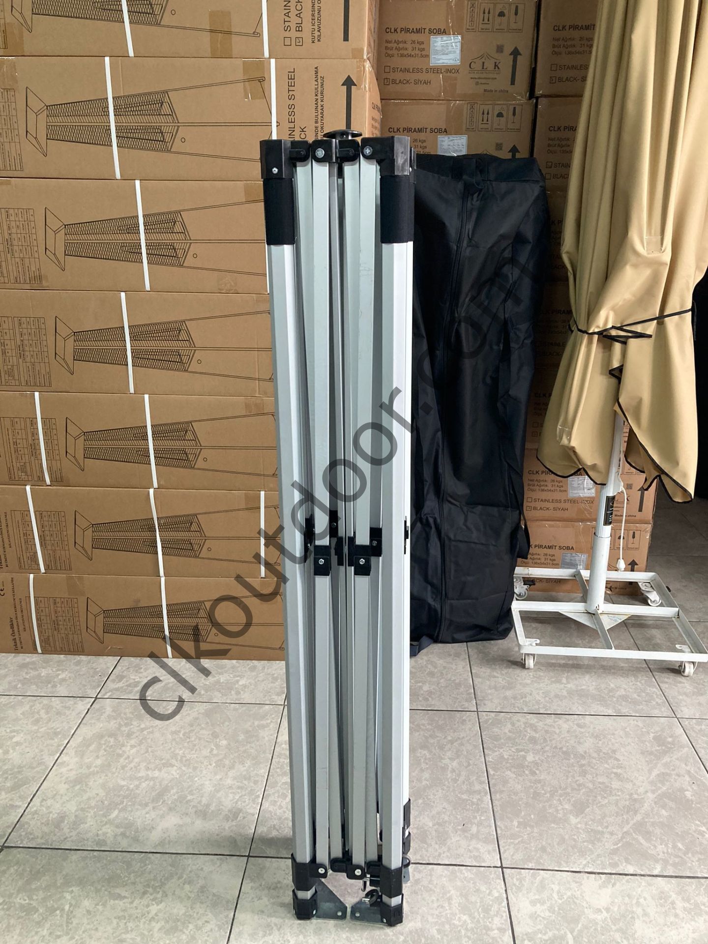 CLK 3x3 40mm Alüminyum Katlanabilir Tente Gazebo Çadır 4 Yan Kapalı 3 Yarım Duvarlı Çadır