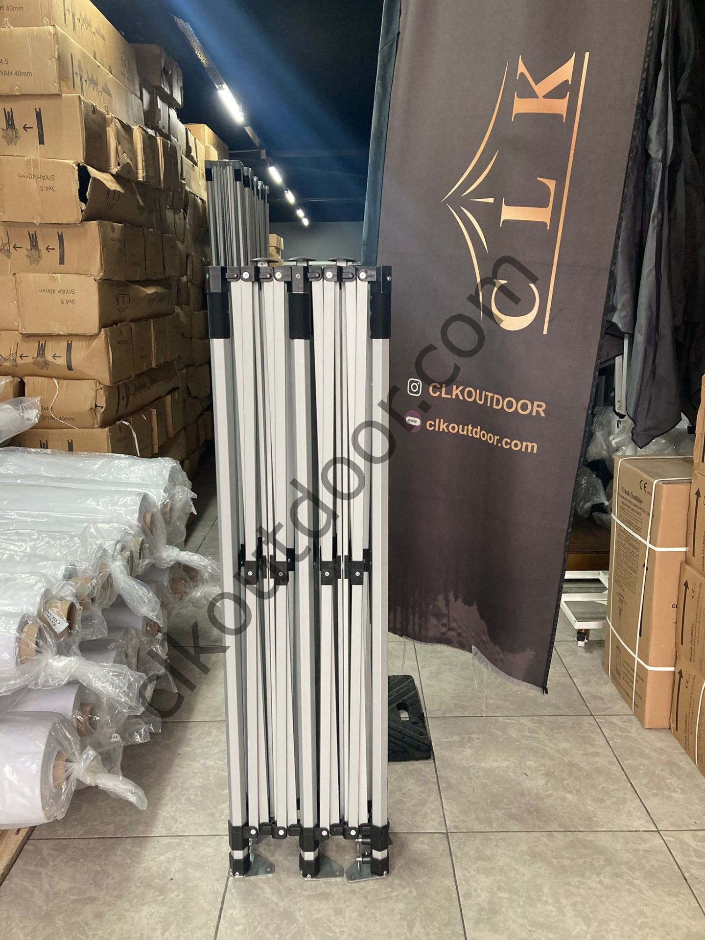 CLK 3x6 40mm Alüminyum Katlanabilir Tente Gazebo Çadır 1 Tam Duvar 2 Yarım Duvar