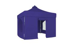 CLK 3x3 52mm Kalın Alüminyum Katlanabilir Tente Gazebo Çadır 4 Yan Kapalı 2 Camlı 1Kapılı Tam Duvarlı