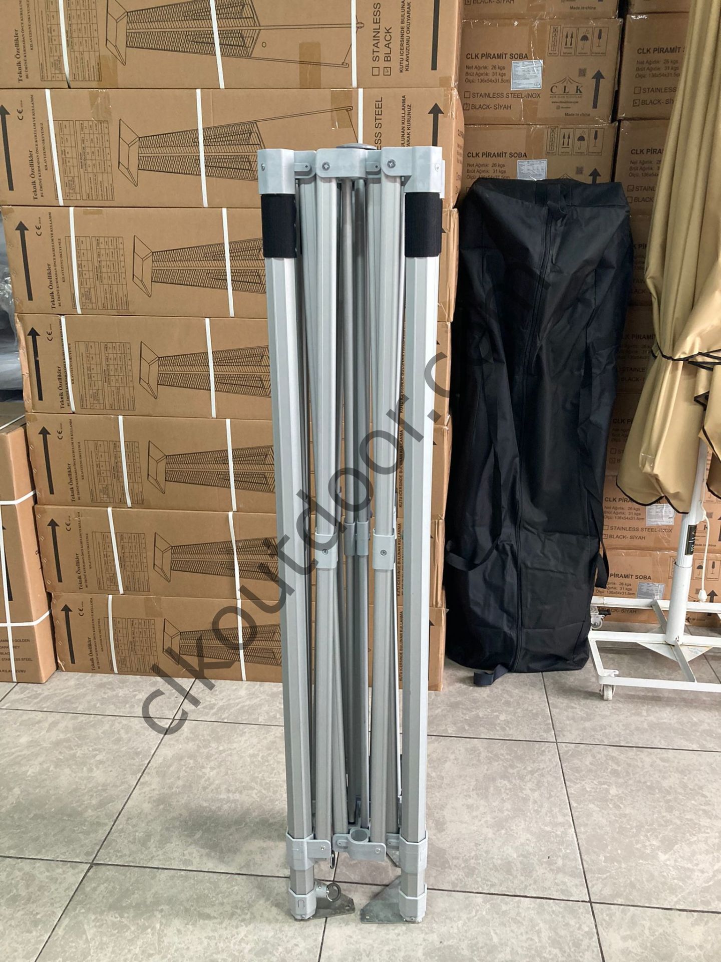 CLK 3x3 52mm Kalın Alüminyum Katlanabilir Tente Gazebo Çadır 3 Kenar Kapalı