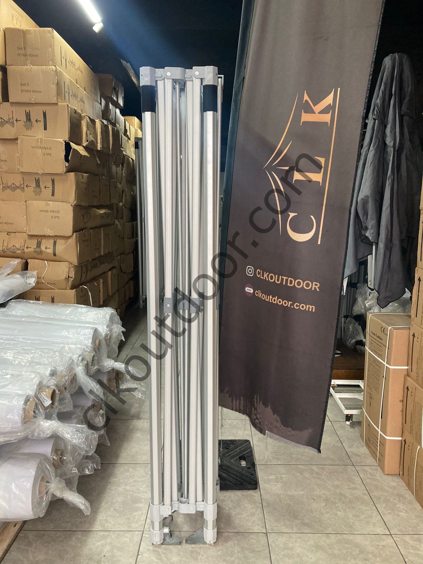 CLK 4x4 52mm Kalın Alüminyum Katlanabilir Tente Gazebo Çadır 3 Yan Duvarlı 2 Pencereli