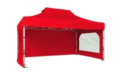 CLK 4x6 52mm Kalın Alüminyum Katlanabilir Tente Gazebo Çadır 3 Yan Duvarlı 2 Pencereli