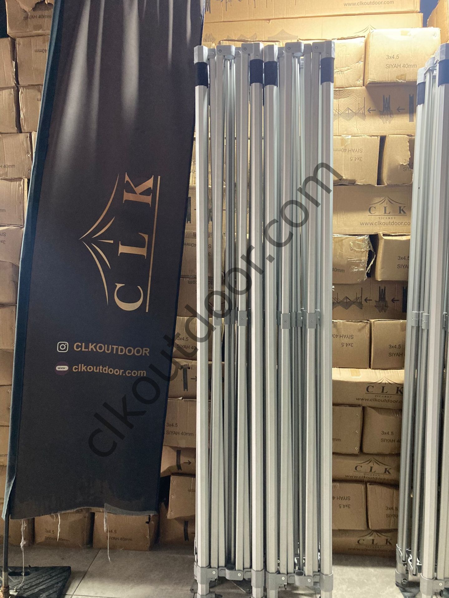 CLK 5x10 52mm Kalın Alüminyum Katlanabilir Tente Gazebo Çadır 1 Kenar Kapalı