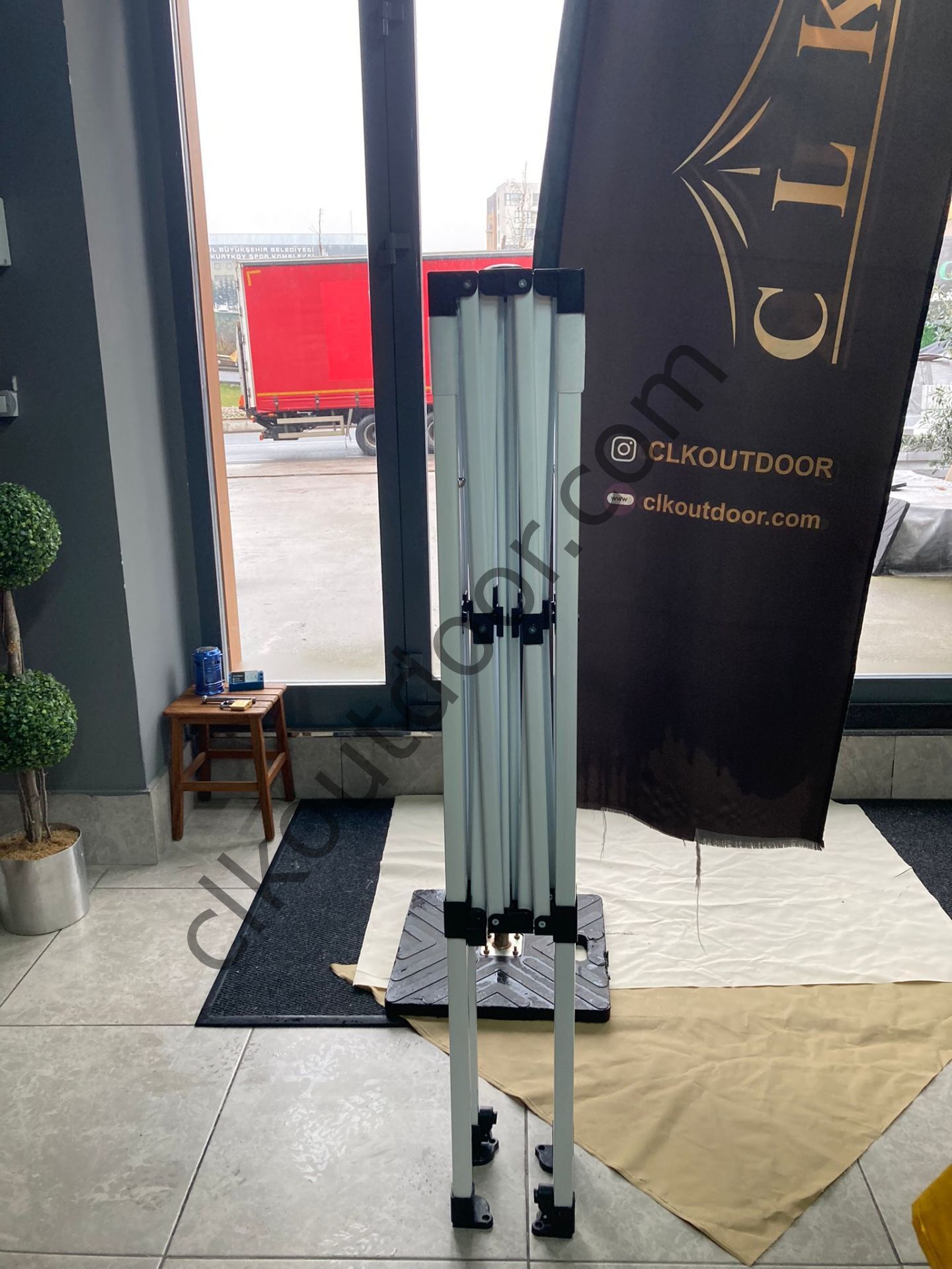 CLK 2x2 Katlanabilir Tente Gazebo Portatif Çadır 1 Tam Duvar 2 Yarım Duvar Kırmızı