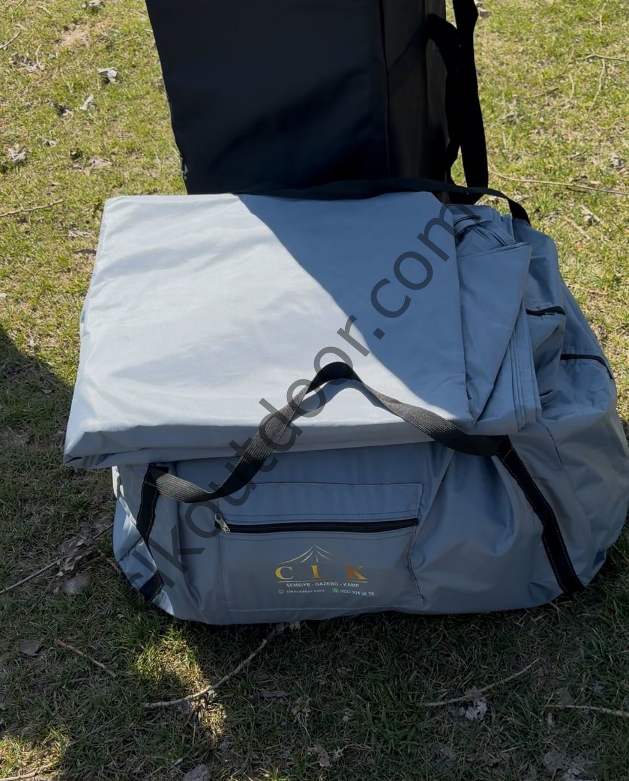 CLK 3x3 Metre 30mm Yeni Nesil 2 Kapı 4 Pencereli Gazebo Kamp Çadırı Portatif TENTELİ Model Gri