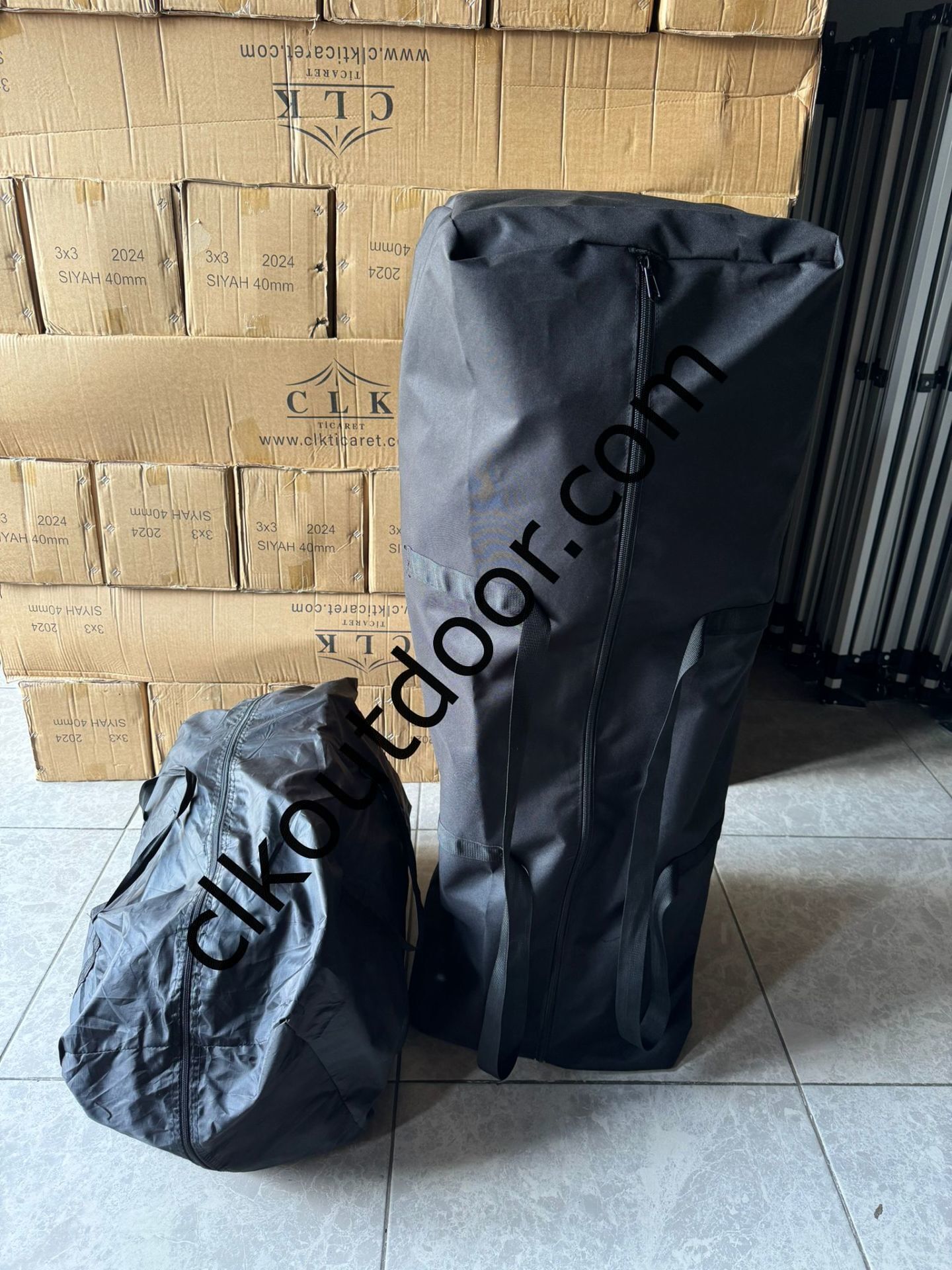 CLK 3x3 mt 40 mm İskelet Yeni Nesil 2 Kapı 4 Pencere Gazebo Portatif Kamp Çadırı Gri