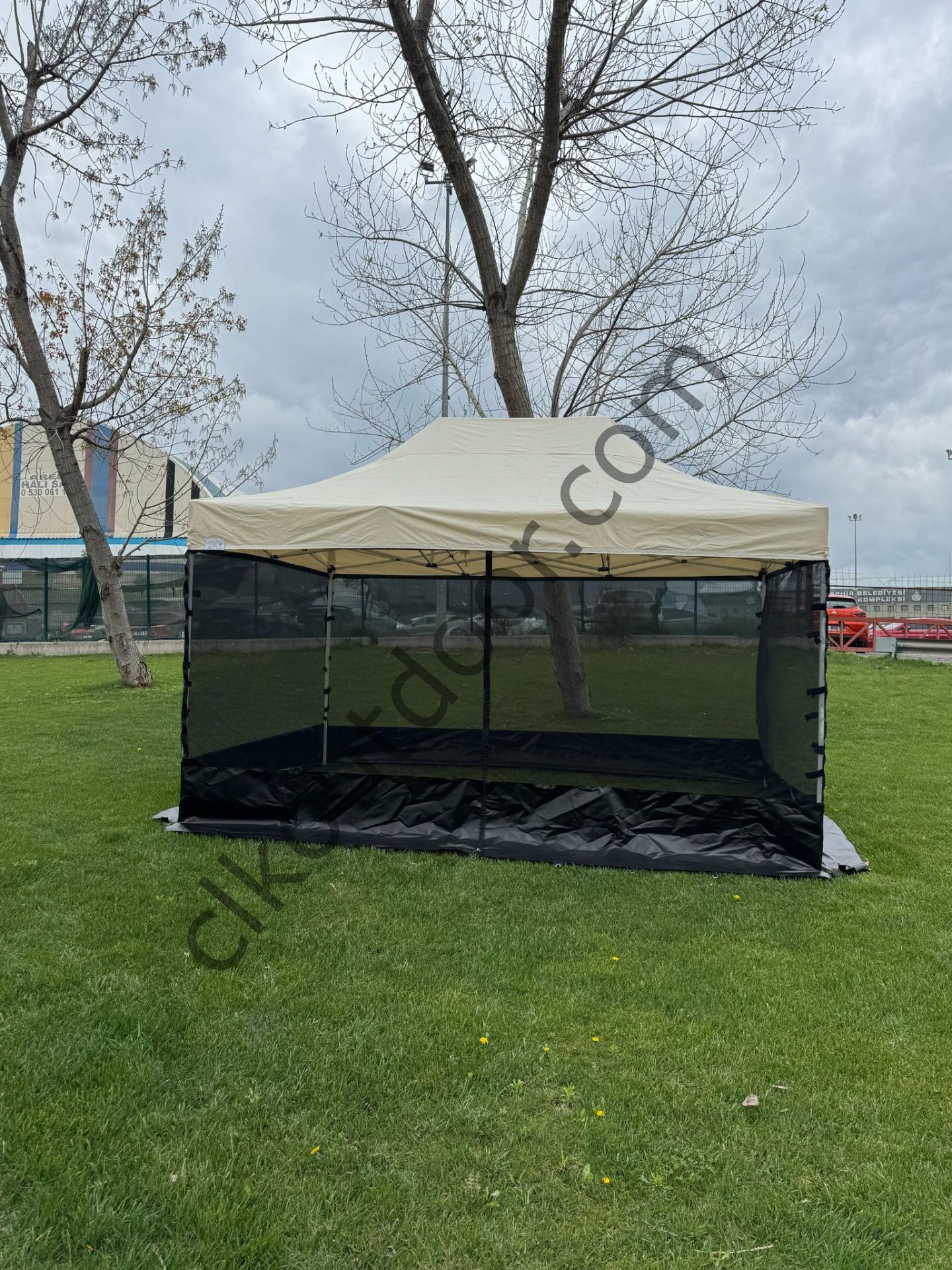 CLK 3x4,5 Metre Gazebo 30 mm Porfil Bungalow Dekoratif Garden Model Sineklikli Perde Katlanır Portatif Bahçe Çadır Tente Çardak Bordo