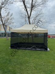CLK 3x4,5 Metre Gazebo 30 mm Porfil Bungalow Dekoratif Garden Model Sineklikli Perde Katlanır Portatif Bahçe Çadır Tente Çardak Bordo