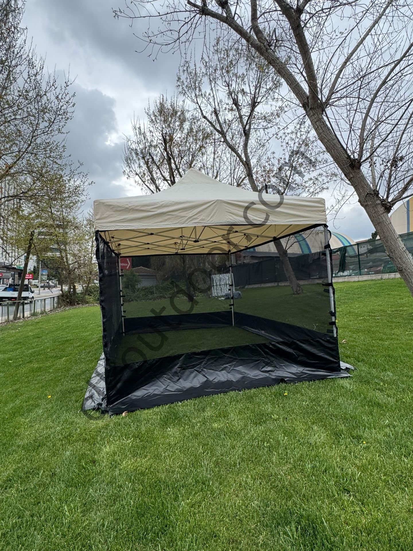 CLK 3x4,5 Metre Gazebo 30 mm Porfil Bungalow Dekoratif Garden Model Sineklikli Perde Katlanır Portatif Bahçe Çadır Tente Çardak Bordo