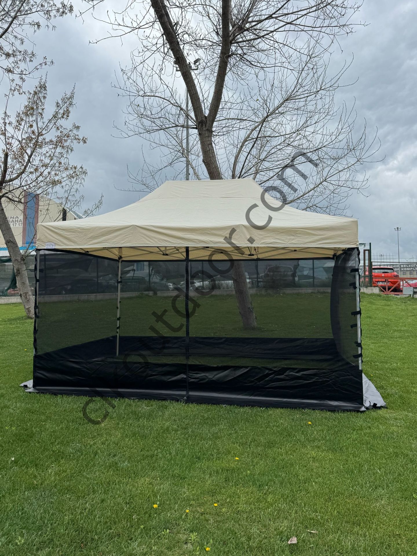 CLK 3x4,5 Metre Gazebo 30 mm Porfil Bungalow Dekoratif Garden Model Sineklikli Perde Katlanır Portatif Bahçe Çadır Tente Çardak Bordo