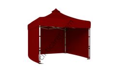 CLK 4x4 Katlanabilir Tente Gazebo Çadır 40mm Çelik Profil 3 Yan Kapalı Bordo